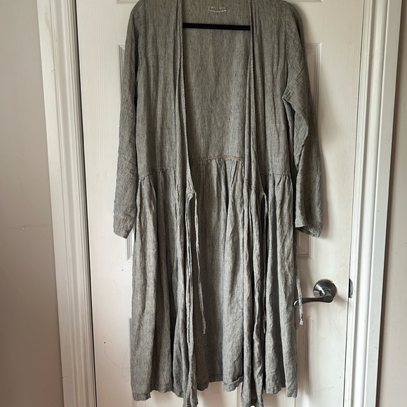 Simply Grey Linen Wrap Dress - Picture 2 of 9